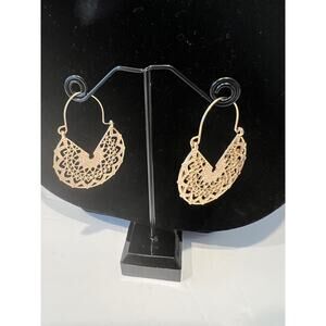 NEW Vintage Antique Boho Lace Circle Pierced Gold OR Silver Tone Earrings